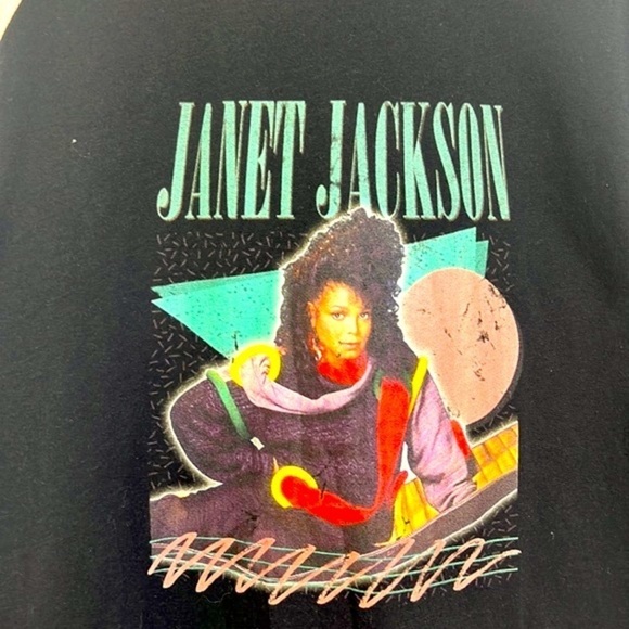 Bella Canvas - Janet Jackson Eighties Graphic Baseball 3/4 Sleeve Tee Size Large - Picture 9 of 11